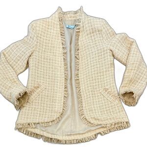 Tweed and Fringe Blush Pink Jacket - Women's Medium